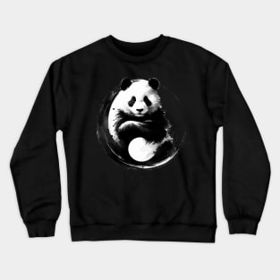 Sumie Enso Circle Japanese Brushstroke Panda Bear Crewneck Sweatshirt